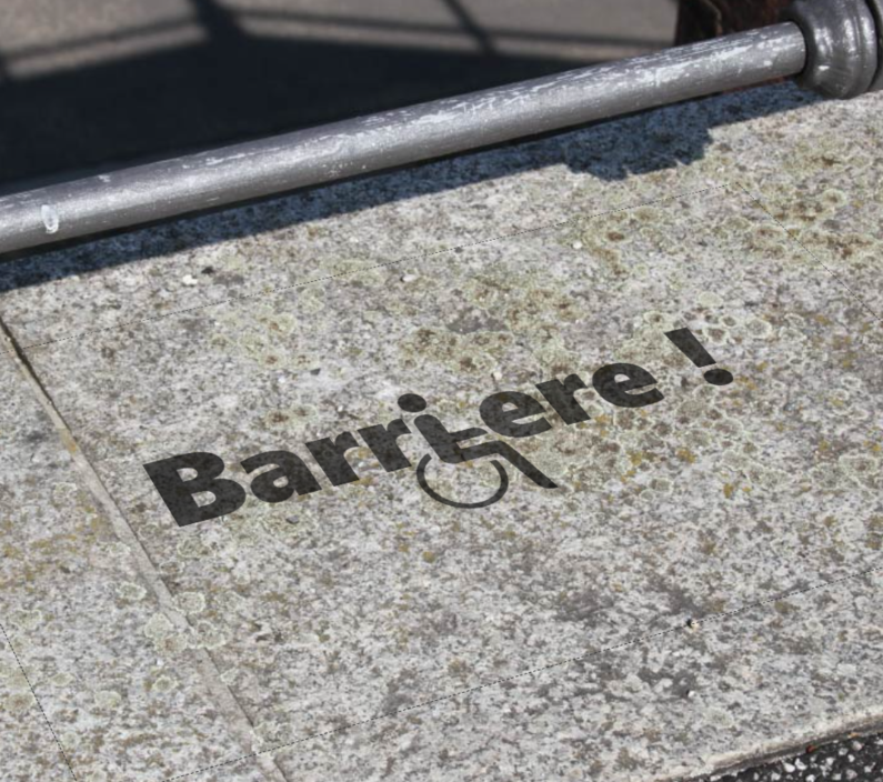 Barriere auf eine Stufe gesprüht.